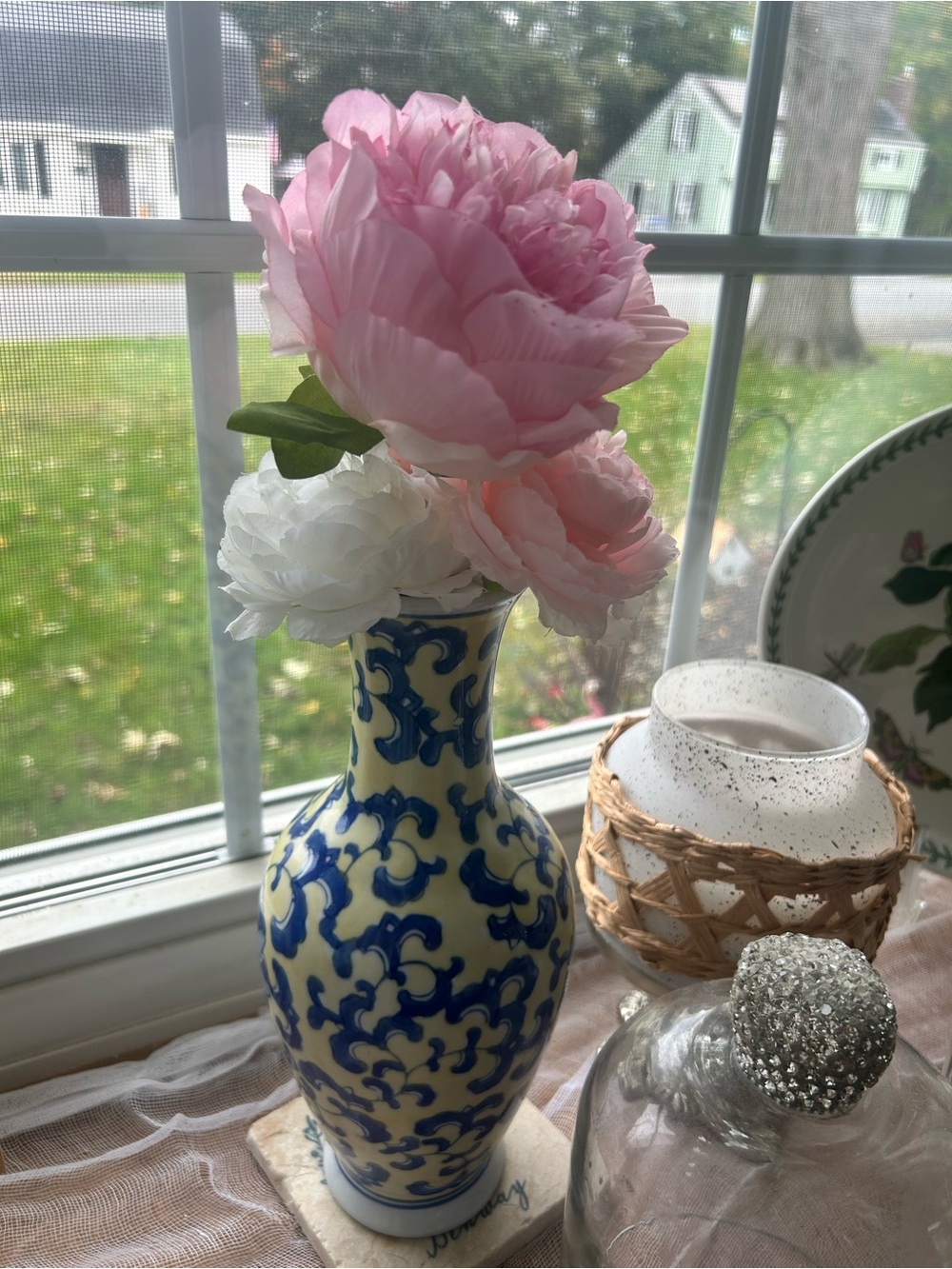 Vintage Blue & White Chinoiserie Vase